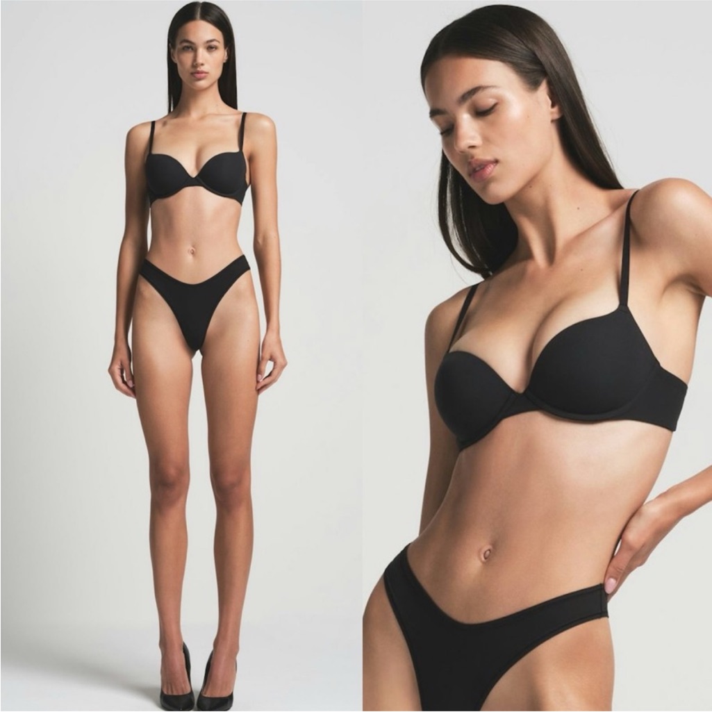 Nwt Skims Fits Everybody Demi T-Shirt Bra Br-Uwr- 2294 Onyx Size 36ddd